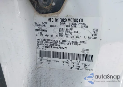 2010 Ford F-250 Xl/Xlt from USA, damaged, VIN 1FTNF2A58AEA02478